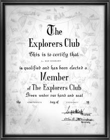 L. Ron Hubbards Mitgliedschafts-Zertifikat des Explorers Club 